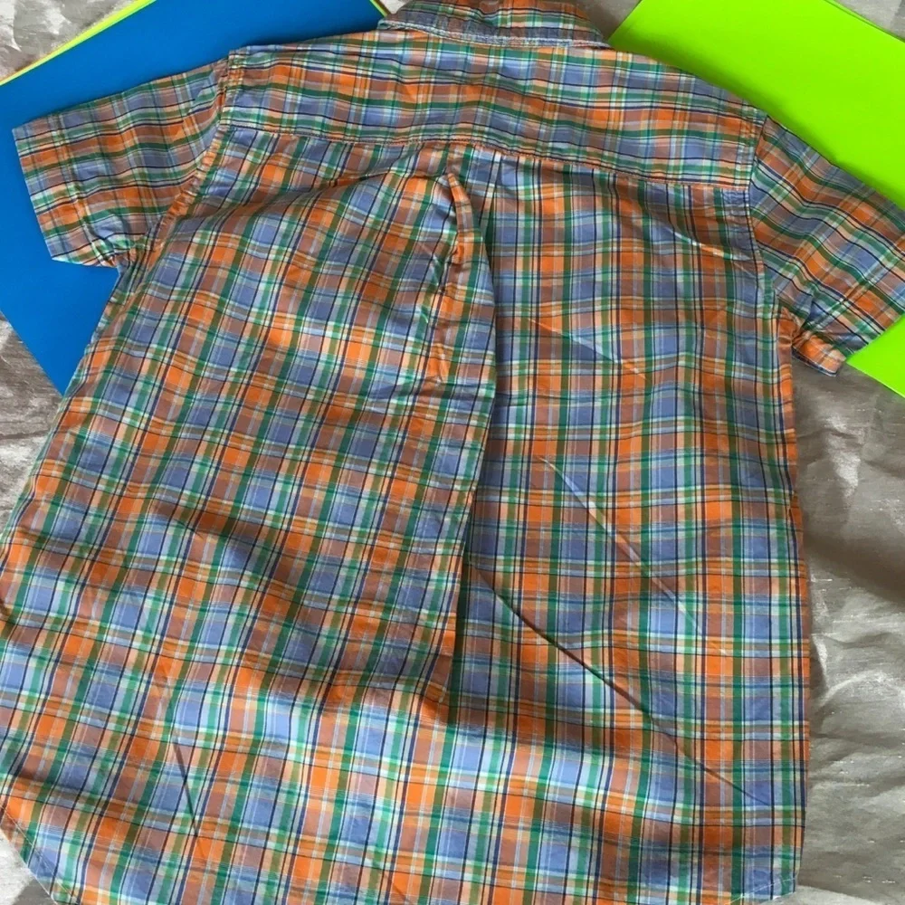 Ralph Lauren button down shirt orange & green boys GUC size 7
